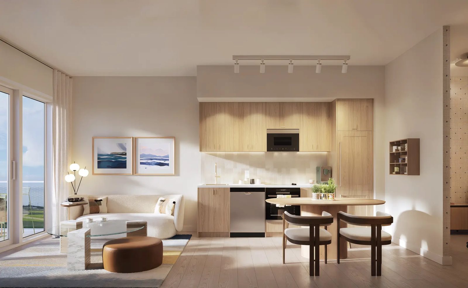 A suite interior with lake views