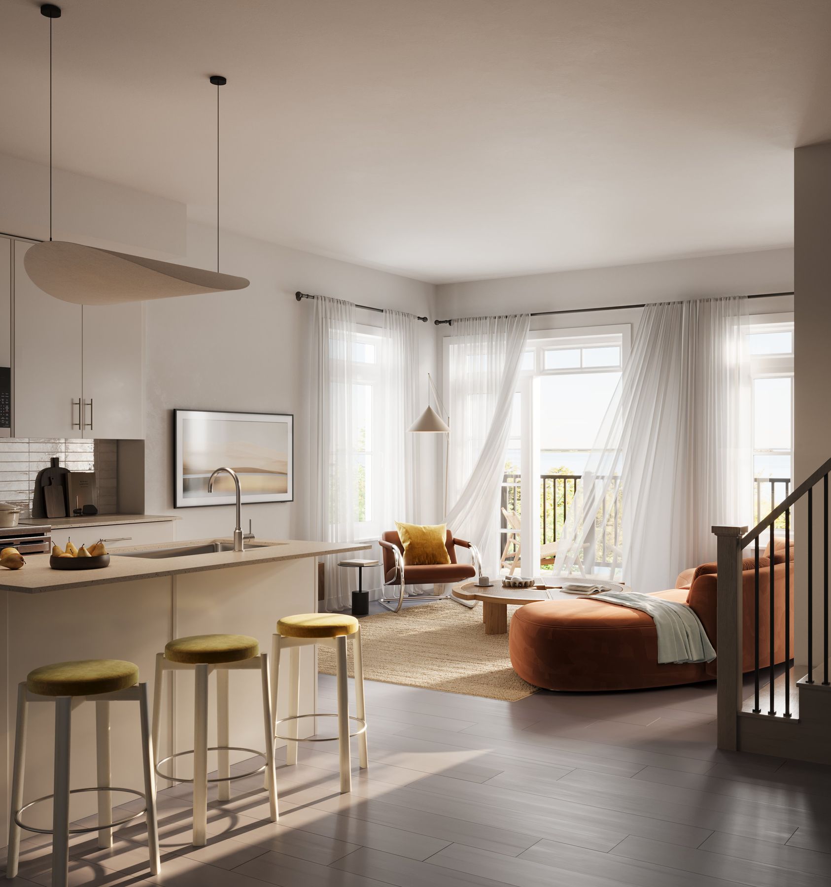 Open-plan living room and kitchen