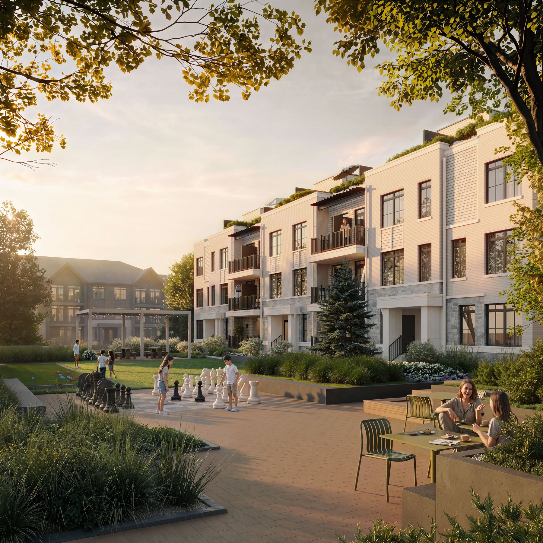 South Banks townhomes around a shared courtyard